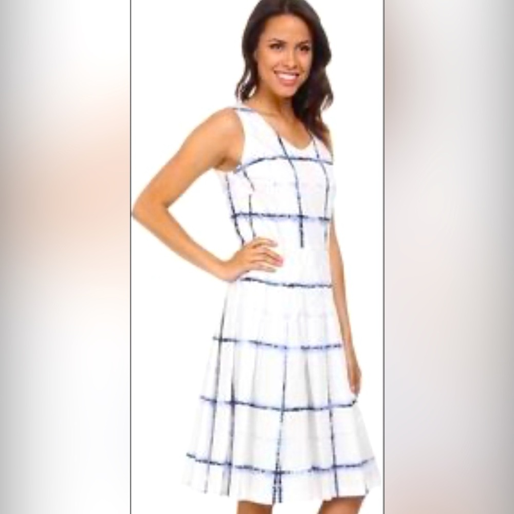 Pendleton white and blue patterned sleeveless a-l… - image 1